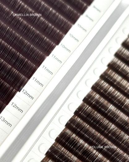 Moonlight | Brown Camellia Lash Trays (0.07)